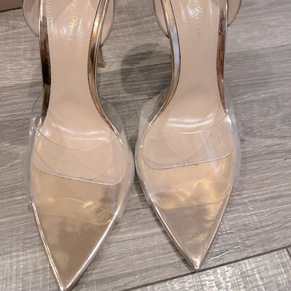 GIANVITO ROSSI POINTED TOE ROSE GOLD D’ORSAY PUMP - Picture 3 of 10